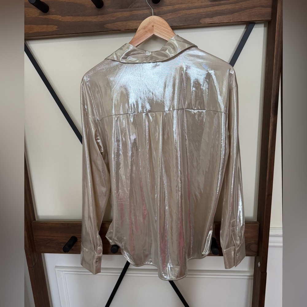 Anthropologie Gold Metallic Blouse - Picture 3 of 4